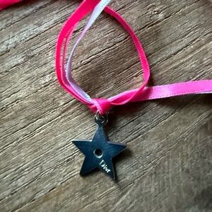 Dior Star Pendant Necklace with Pink Ribbon